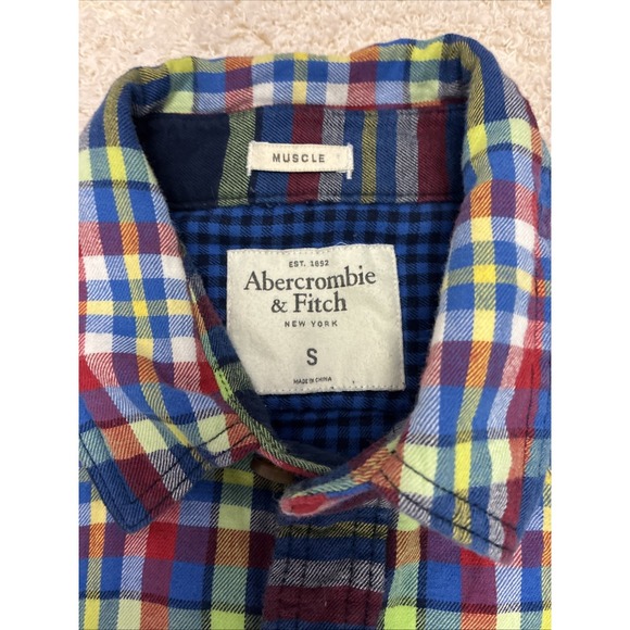 Abercrombie Fitch Shirt Mens S Plaid Flannel Muscle Outdoor Cotton Classic - Picture 6 of 9